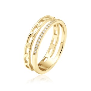 Inel argint placat cu aur galben cu pietre Chain DiAmanti Z2022AG_W-DIA (Argint 925‰ 2 g.)
